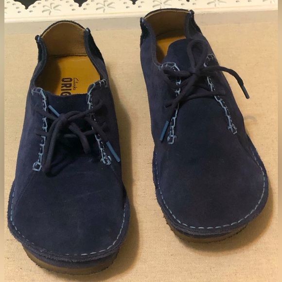 Clarks Originals Blue Suede Shoes With Natural Gum Sole . Woman’s Size 91/2 - Picture 12 of 12